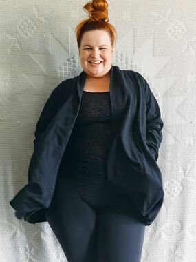 Activezone 2XL Plus Size | Black Open Front Cardigan | Collared Sweater Pockets
